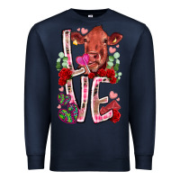 Navy love cow valentine Premium Sweatshirt - RacoonDesign