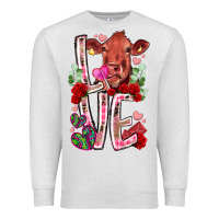 Oatmeal Heather love cow valentine Premium Sweatshirt - RacoonDesign