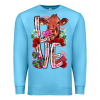 Ocean Blue love cow valentine Premium Sweatshirt - RacoonDesign