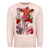 Pale Pink love cow valentine Premium Sweatshirt - RacoonDesign