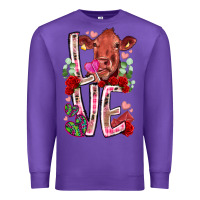 Purple love cow valentine Premium Sweatshirt - RacoonDesign