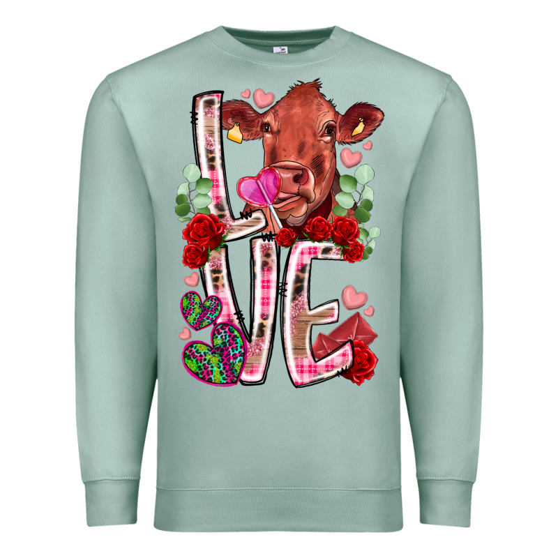 Love Cow Valentine Premium Sweatshirt by RacoonDesign | Teevron
