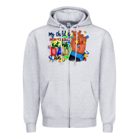 Heather Grey my child is non verbal but his dad aint afro hand Zipper Hoodie - RanaPortraitStore
