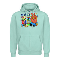 Seafoam my child is non verbal but his dad aint afro hand Zipper Hoodie - RanaPortraitStore