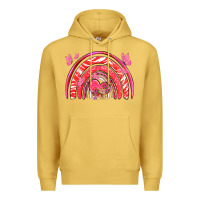 Antique Gold valentines day rainbow with heart Premium Hoodie - NancyCooperArtShop