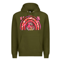 Army Green valentines day rainbow with heart Premium Hoodie - NancyCooperArtShop