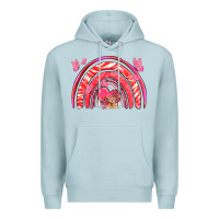 Blue Mist valentines day rainbow with heart Premium Hoodie - NancyCooperArtShop