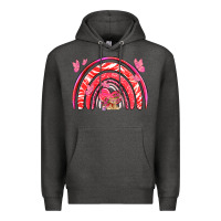 Charcoal Heather valentines day rainbow with heart Premium Hoodie - NancyCooperArtShop