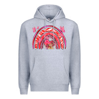 Heather Grey valentines day rainbow with heart Premium Hoodie - NancyCooperArtShop
