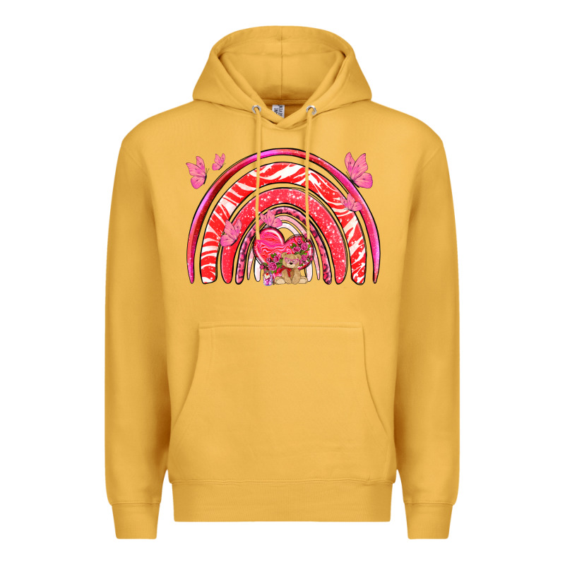 Valentines Day Rainbow With Heart Premium Hoodie by NancyCooperArtShop | Teevron