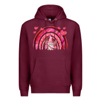 Burgundy valentines day rainbow with cupid gnome Premium Hoodie - NancyCooperArtShop