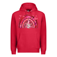 Cardinal valentines day rainbow with cupid gnome Premium Hoodie - NancyCooperArtShop
