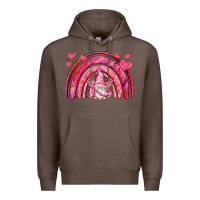 Coffee valentines day rainbow with cupid gnome Premium Hoodie - NancyCooperArtShop