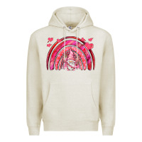 Oatmeal Heather valentines day rainbow with cupid gnome Premium Hoodie - NancyCooperArtShop