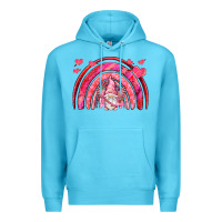 Ocean Blue valentines day rainbow with cupid gnome Premium Hoodie - NancyCooperArtShop