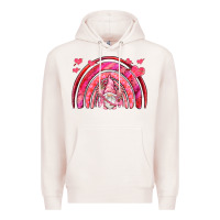 Pale Pink valentines day rainbow with cupid gnome Premium Hoodie - NancyCooperArtShop