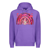 Purple valentines day rainbow with cupid gnome Premium Hoodie - NancyCooperArtShop