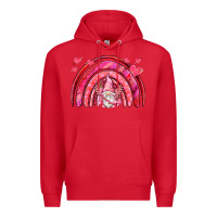 Red valentines day rainbow with cupid gnome Premium Hoodie - NancyCooperArtShop