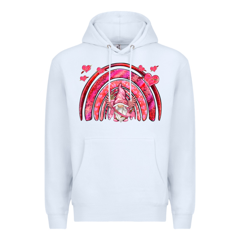 Valentines Day Rainbow With Cupid Gnome Premium Hoodie by NancyCooperArtShop | Teevron