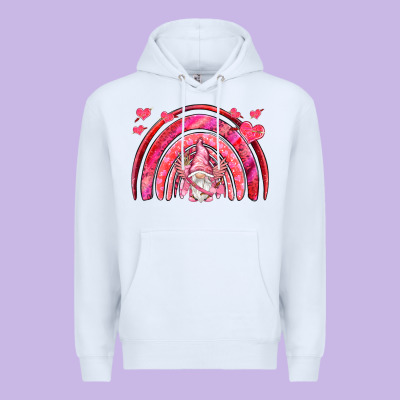 Valentines Day Rainbow With Cupid Gnome Premium Hoodie Designed By Nancycooperartshop