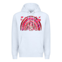 White valentines day rainbow with cupid gnome Premium Hoodie - NancyCooperArtShop