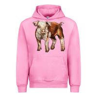 Fuchsia Pink Baby Hereford Pig Urban Hoodie - LillyAllenDesigns