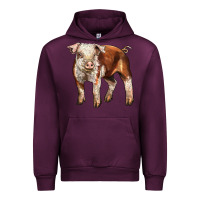Mauve Wine Baby Hereford Pig Urban Hoodie - LillyAllenDesigns