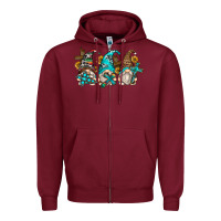 Burgundy western cross gnomes Zipper Hoodie - Zillion Design Studio