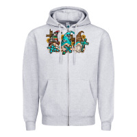 Heather Grey western cross gnomes Zipper Hoodie - Zillion Design Studio