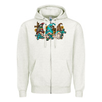 Oatmeal Heather western cross gnomes Zipper Hoodie - Zillion Design Studio