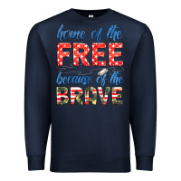 Navy home of the free because of the brave Premium Sweatshirt - HRA Design Shop