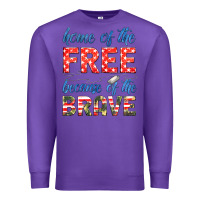 Purple home of the free because of the brave Premium Sweatshirt - HRA Design Shop