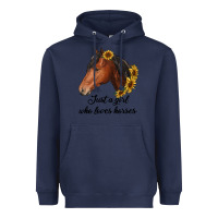 Navy just a girl who loves horses Heavyweight Hoodie - RanaPortraitStore