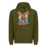 Army Green lady of guadalupe portrait Premium Hoodie - BarkalooDesign