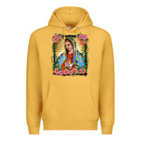 Mustard lady of guadalupe portrait Premium Hoodie - BarkalooDesign