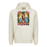Oatmeal Heather lady of guadalupe portrait Premium Hoodie - BarkalooDesign