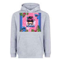 Heather Grey ohana stitch messy bun Heavyweight Hoodie - Zillion Design Studio