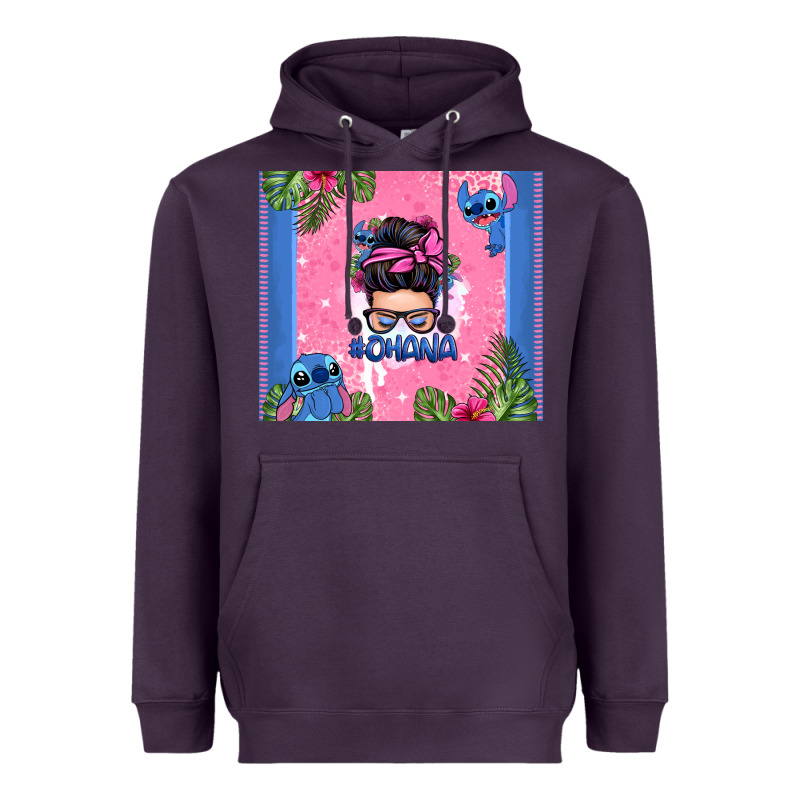 Ohana Stitch Messy Bun Heavyweight Hoodie by Zillion Design Studio | Teevron