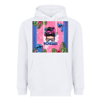 White ohana stitch messy bun Heavyweight Hoodie - Zillion Design Studio