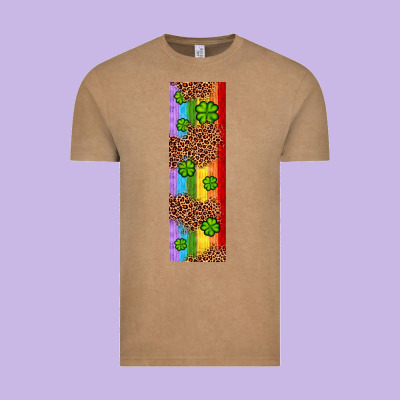 St. Patrick's Day Western Shamrock Leopard Rainbow Vintage Tee Designed By Artiststas