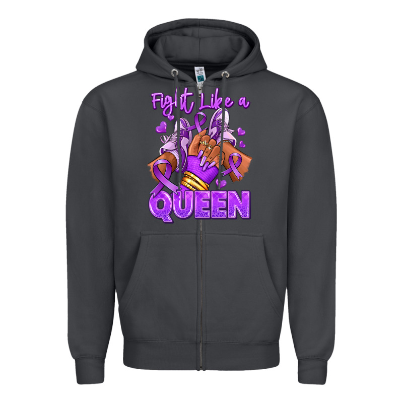 Fight Like A Queen Lupus Awareness Afro Girl Sneak Zipper Hoodie by RanaPortraitStore | Teevron