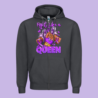 Zipper Hoodie fight like a queen lupus awareness afro girl sneak