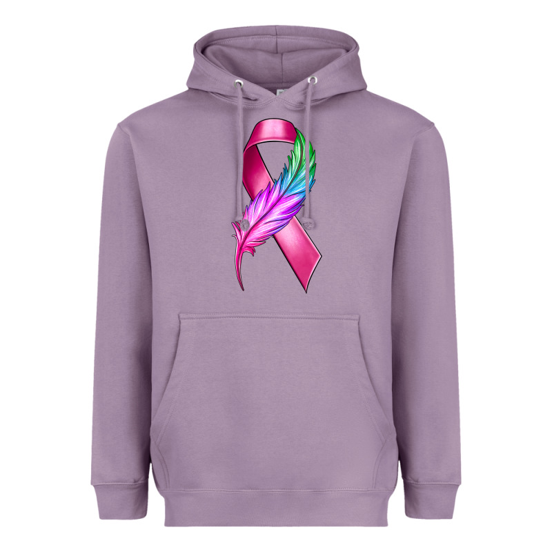 Breast Cancer Ribbon With Feather Heavyweight Hoodie by texasbilliewilder | Teevron