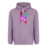 Lavender Breast Cancer Ribbon with Feather Heavyweight Hoodie - texasbilliewilder
