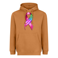Meerkat Breast Cancer Ribbon with Feather Heavyweight Hoodie - texasbilliewilder