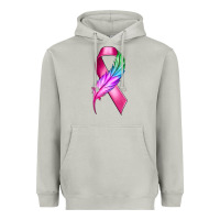 Moon Dust Breast Cancer Ribbon with Feather Heavyweight Hoodie - texasbilliewilder