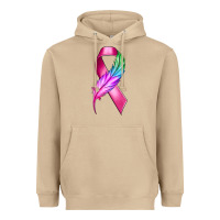 Mushroom Breast Cancer Ribbon with Feather Heavyweight Hoodie - texasbilliewilder