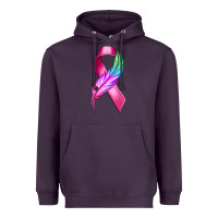Plum Breast Cancer Ribbon with Feather Heavyweight Hoodie - texasbilliewilder