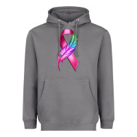 Storm Breast Cancer Ribbon with Feather Heavyweight Hoodie - texasbilliewilder