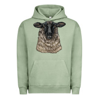 Pigment Oil Green Suffolk Sheep Head Urban Hoodie - LillyAllenDesigns